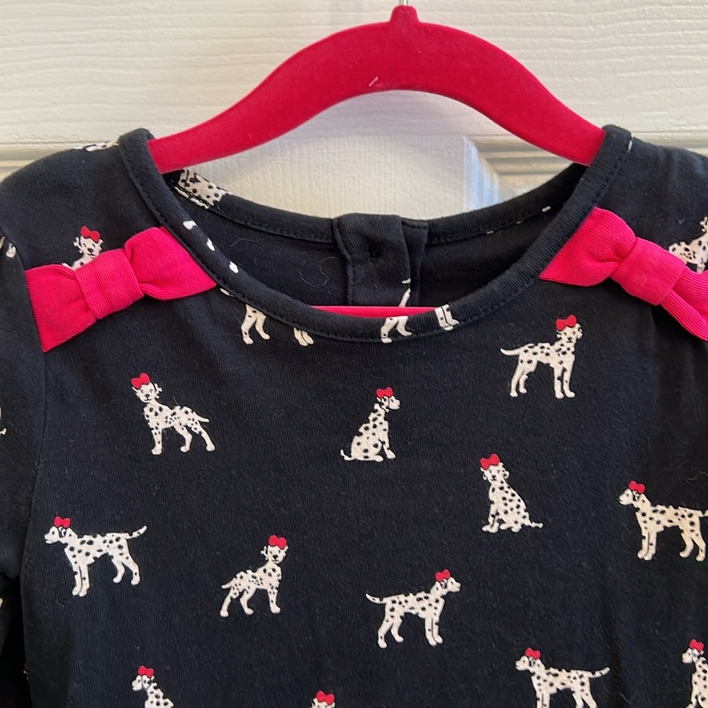 Gymboree Black Dress with Dalmatian Print and Pink Bows Size 6 - Picture 3 of 9